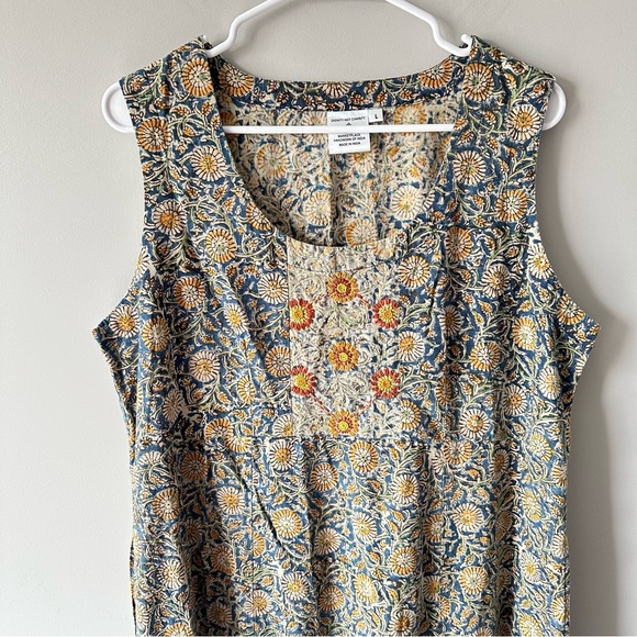 Handwork of India Dignity Not Charity Dress SZ L Blockprint Maxi Boho Tank - Picture 2 of 12
